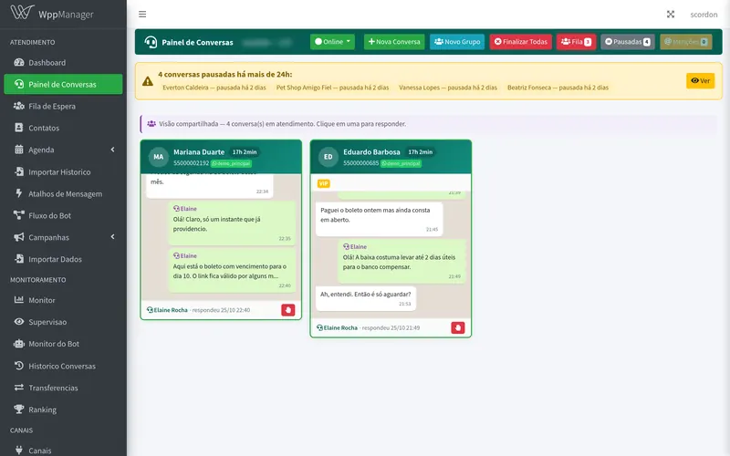 O atendimento num painel só