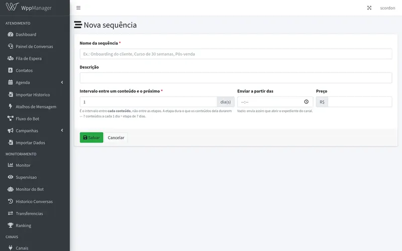 Nova sequência de conteúdo